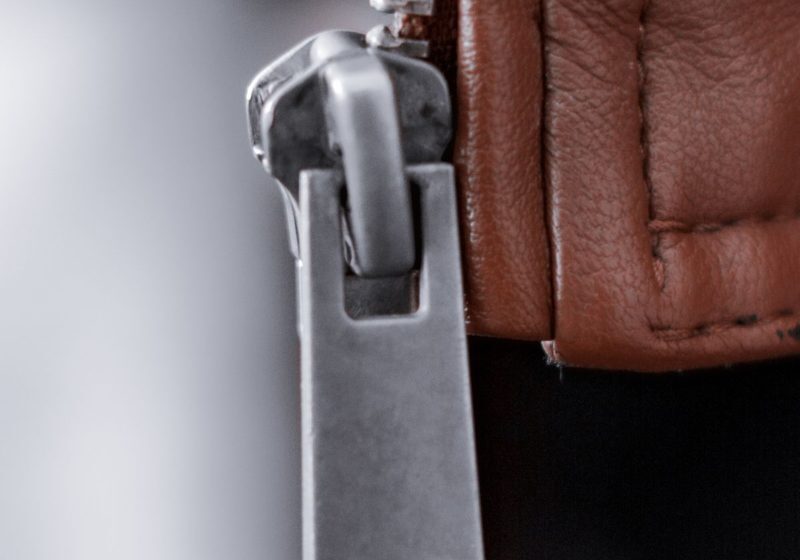 Close-up of a jacket zipper