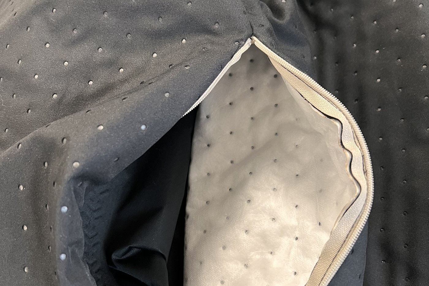 Opened lining showing the insulation layer